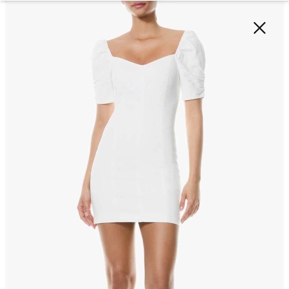 Alice and Olivia mimi puff sleeve denim minidress
